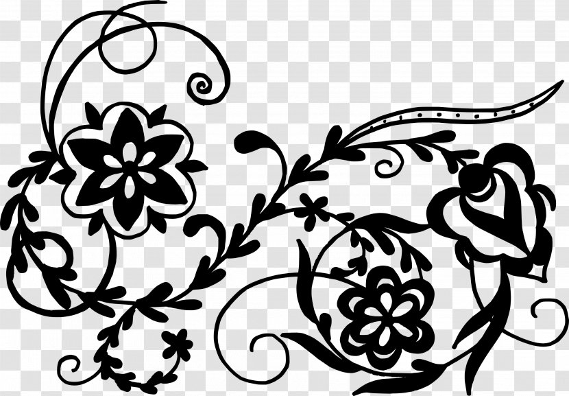 Black And White Flower Art Drawing Floral Design - Ornament Transparent PNG
