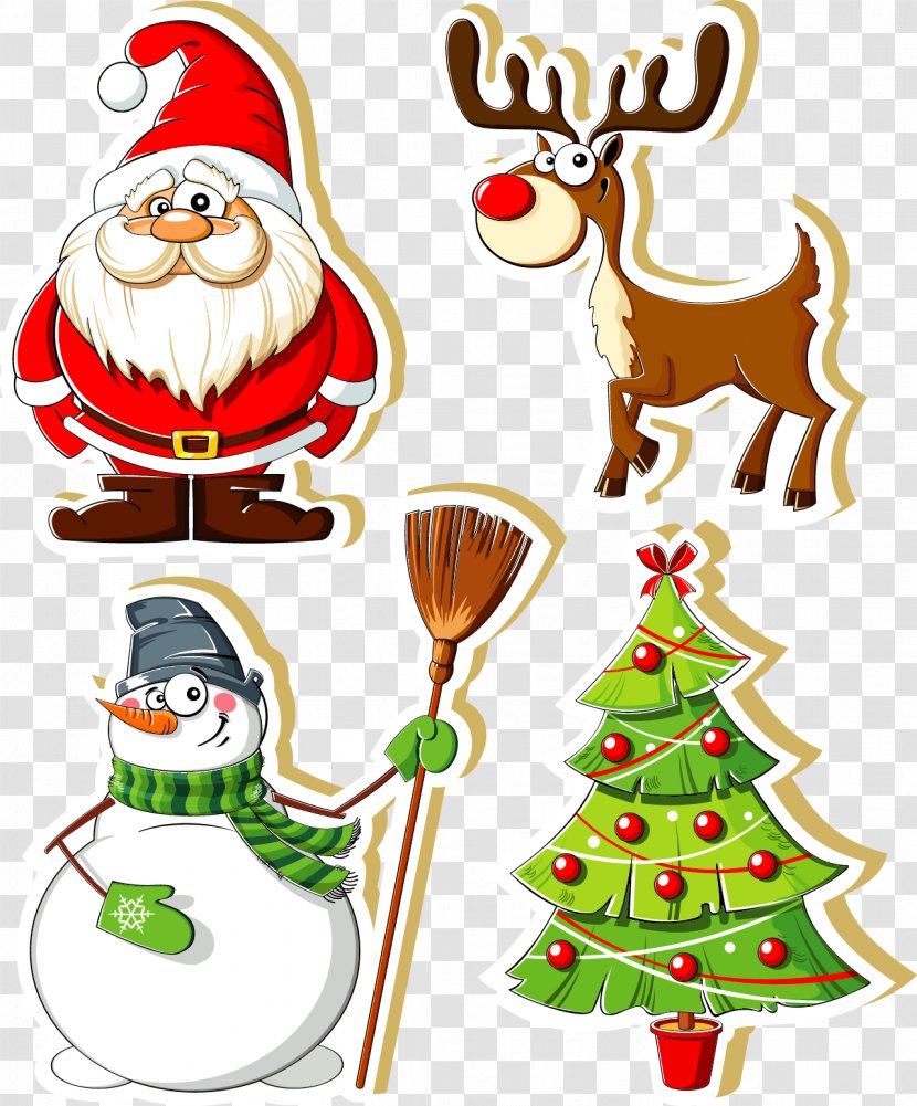 Santa Claus Christmas Sticker Illustration - Snowman - Creative Transparent PNG