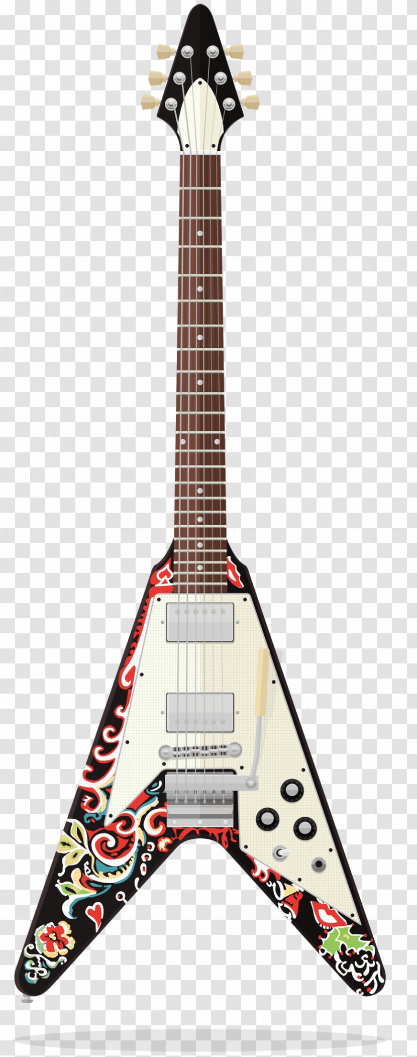 Electric Guitar Gibson Flying V Les Paul Studio Firebird - Flower Transparent PNG
