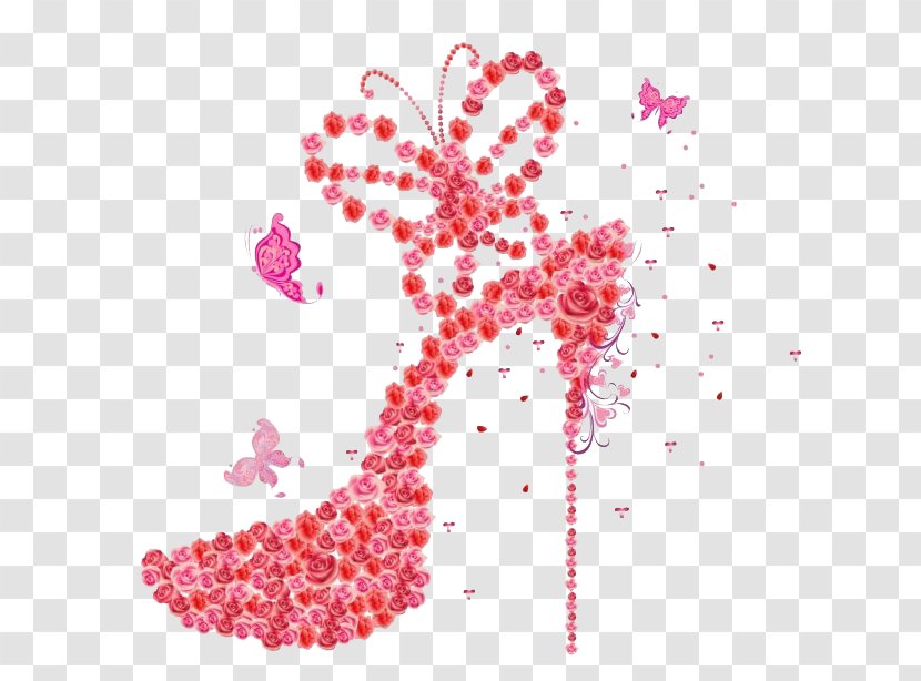 Birthday Cake High-heeled Footwear Shoe Clip Art - Flowers High Heels Transparent PNG