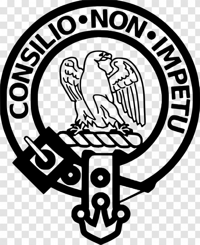 Scottish Highlands Clan Cameron Crest Badge - Black And White Transparent PNG