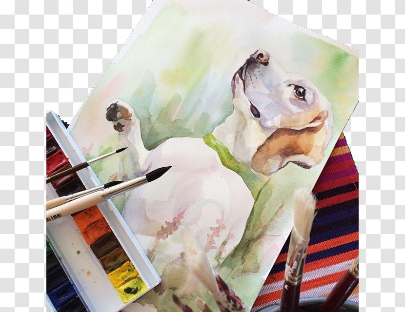 Watercolor Painting Drawing Board Paintbrush Oil - Technical Tool - Dog On The Transparent PNG