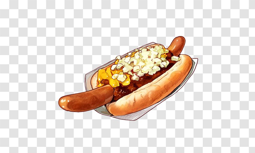 Bockwurst Hot Dog Restaurant Knackwurst Sausage - Vienna - Bread With Hand Painting Material Picture Transparent PNG