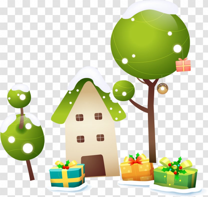 House Winter Gift - Christmas - Cute Vector Material Transparent PNG