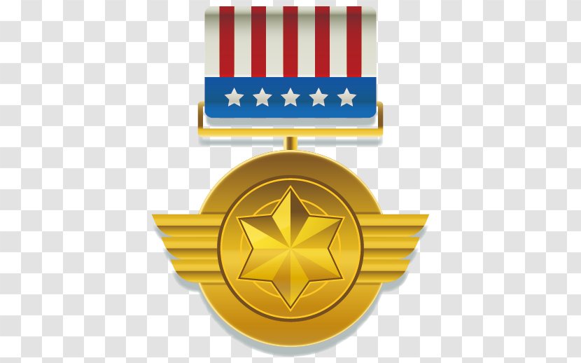 Gold Medal Order Euclidean Vector Adobe Illustrator - Lapel Pin - Star Of Honor Transparent PNG