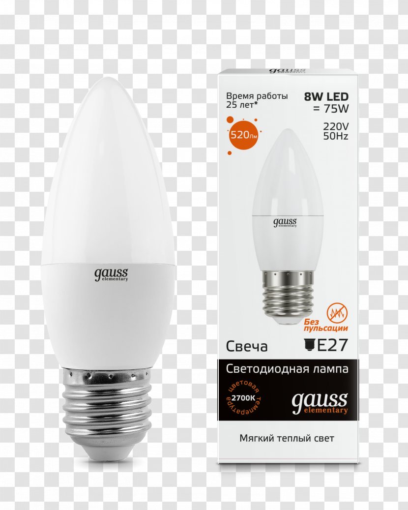 Light Edison Screw LED Lamp Candle Transparent PNG