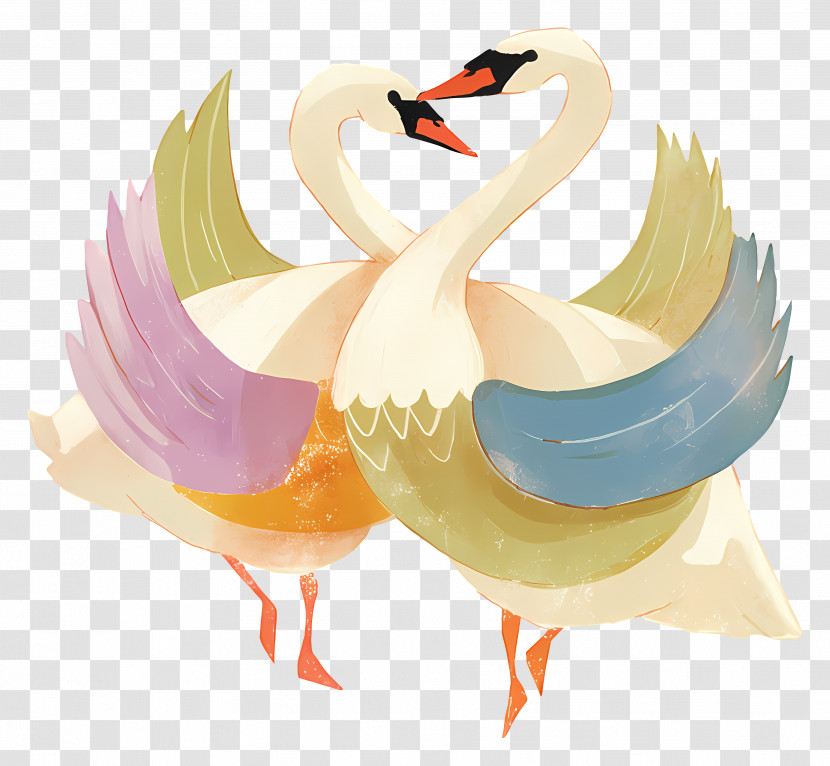 Watercolor Swans - Pair Of Swans In Love Transparent PNG