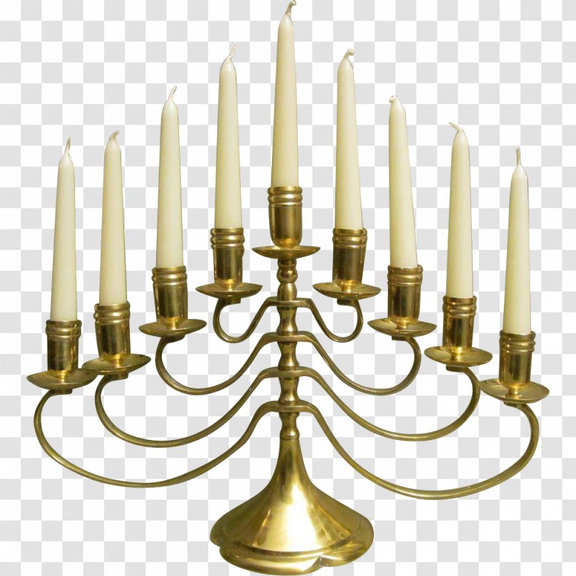 Menorah Candlestick Hanukkah Judaism - Flower - Brass Transparent PNG