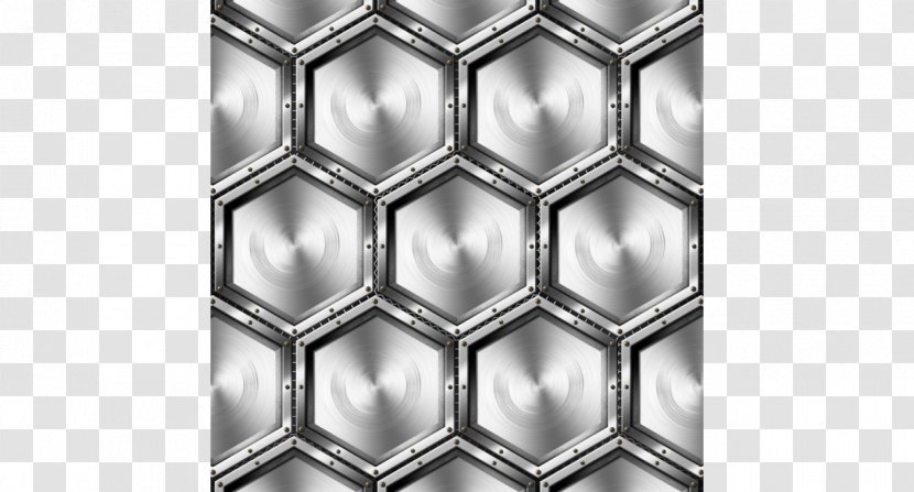 Steel Hexagonal Tiling Metal - Monochrome - Hexagon Background Transparent PNG