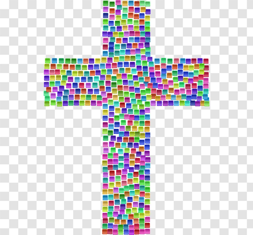 Mosaic Christian Cross Drawing Clip Art - Symbol - Tiles Transparent PNG