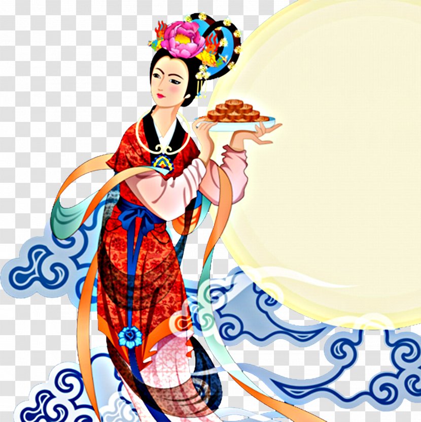 Mooncake Mid-Autumn Festival Chang'e - Illustration - Chang E Transparent PNG
