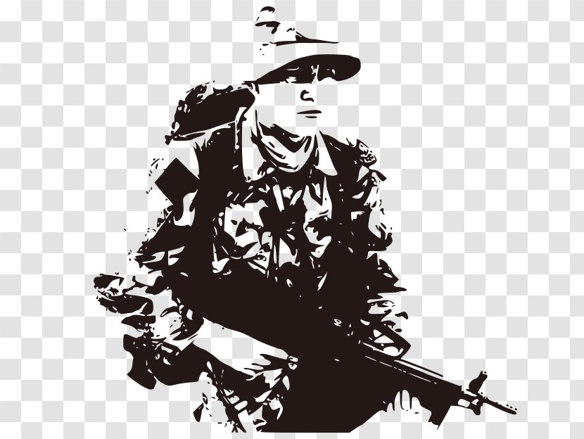 Wall Decal Army Soldier Military - Poster - Black And White Hand-drawn Field Man Transparent PNG