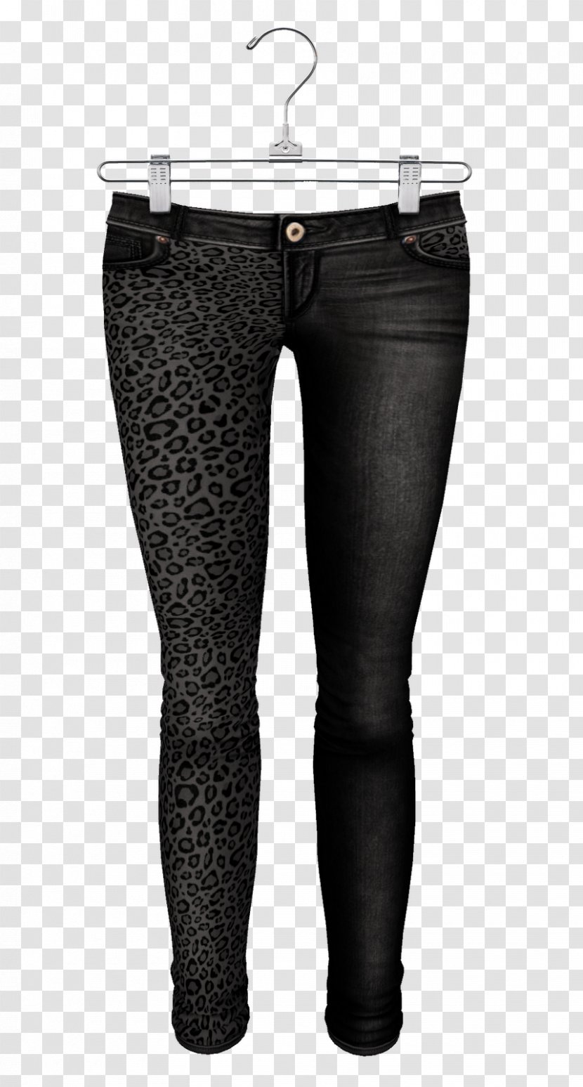 Jeans Cheetah Denim Waist Leggings - Necklace Transparent PNG