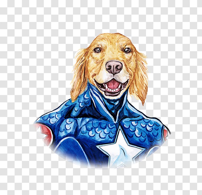 Dog Breed Puppy Illustration - Hand Painted Watercolor Cute American Captain Transparent PNG