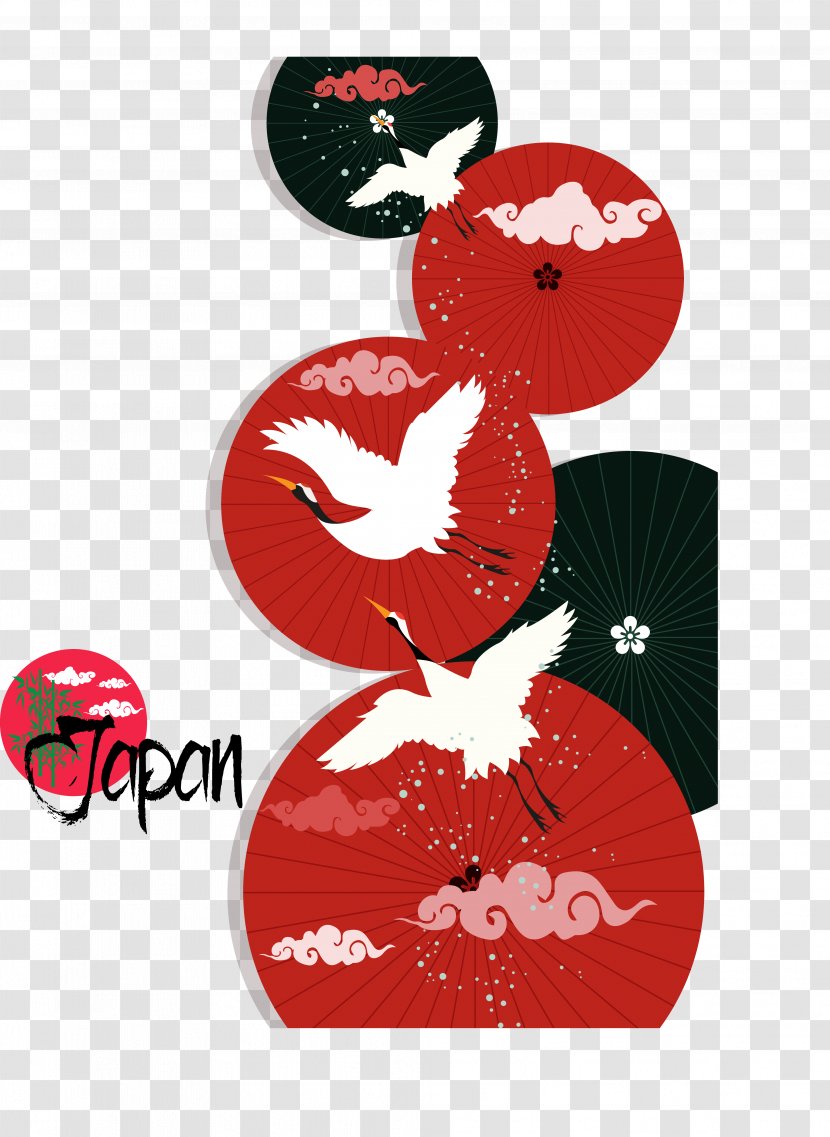 Japan Umbrella Adobe Illustrator - Illustration - Japanese White Crane Transparent PNG