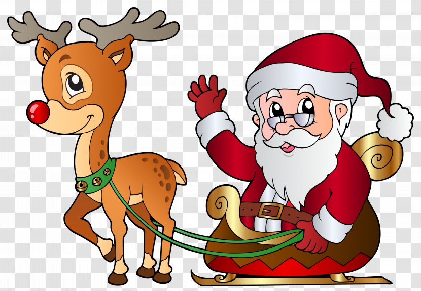 Rudolph Santa Claus Reindeer Clip Art - Cliparts Transparent PNG