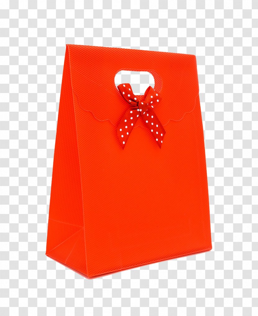 Paper Packaging And Labeling Bag Box - Orange Bow Transparent PNG