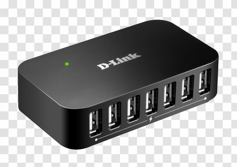 D-Link 4-port USB 2.0 Hub With Power Adapter Ethernet Computer Port - Usb Transparent PNG