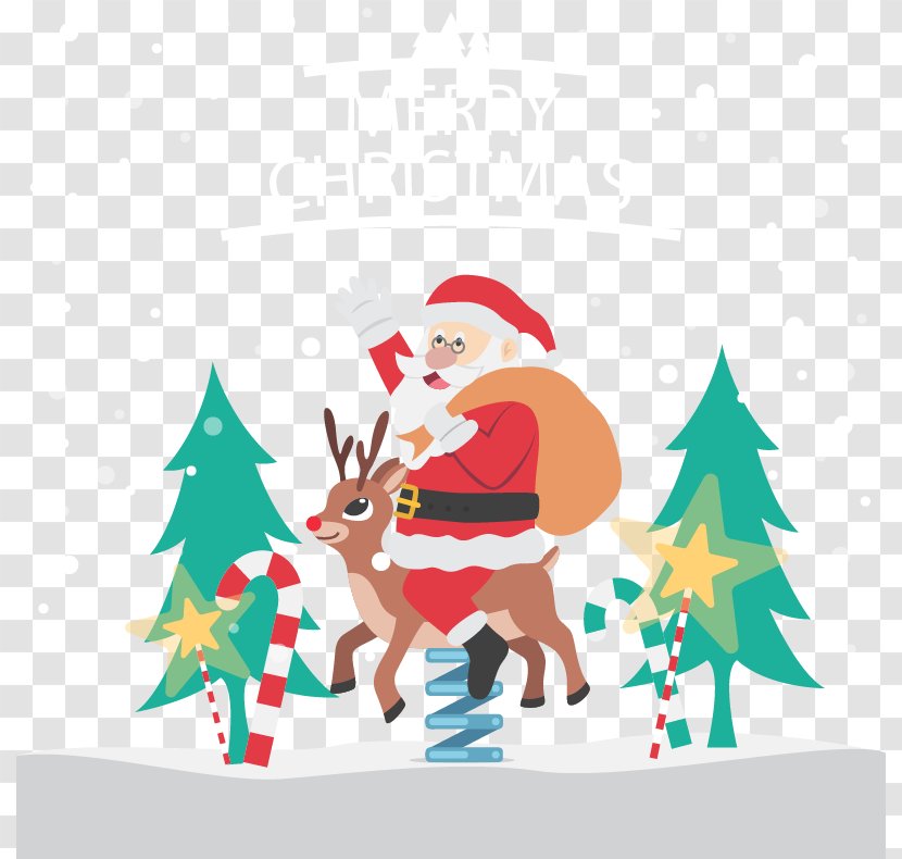 Santa Claus Reindeer Christmas Tree Clip Art - Fictional Character - Creative Transparent PNG