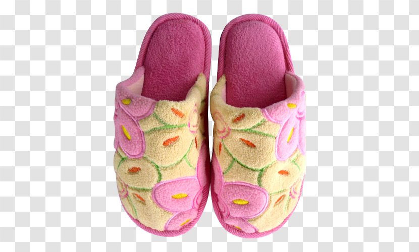 Slipper Shoe Gratis - Price - Pink Flowers In Winter Slippers Transparent PNG