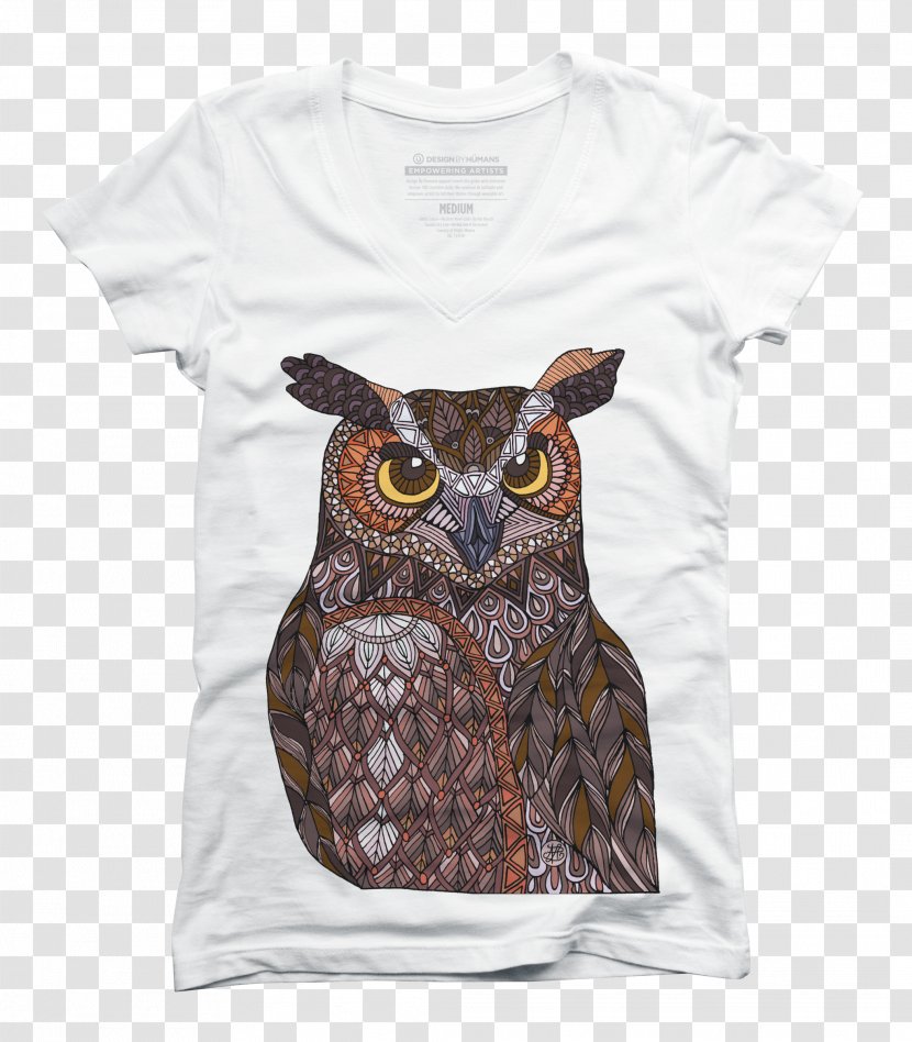 Great Horned Owl T-shirt Sleeve Blouse - Top Transparent PNG