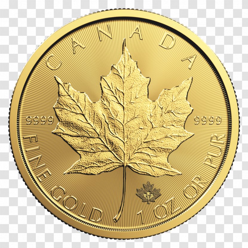 Canadian Gold Maple Leaf Silver Bullion Coin - Royal Mint Transparent PNG