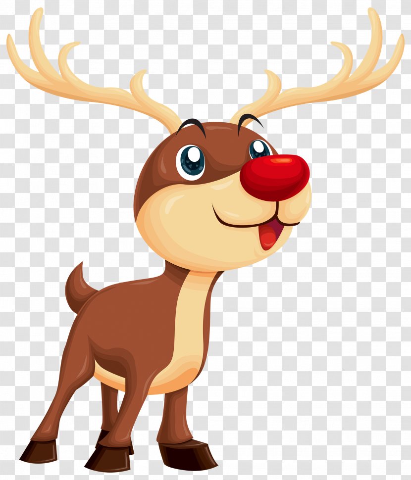 Rudolph Reindeer Santa Claus Clip Art - Deer Transparent PNG