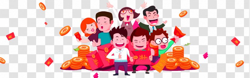 Red Envelope Chinese New Year Information Coupon - Wechat - Cartoon Family Decoration Pattern Transparent PNG