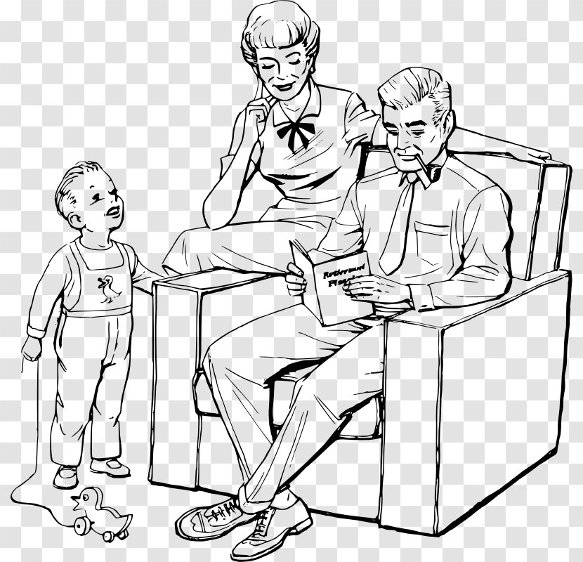 Nuclear Family Father Clip Art - Watercolor - Reading Transparent PNG