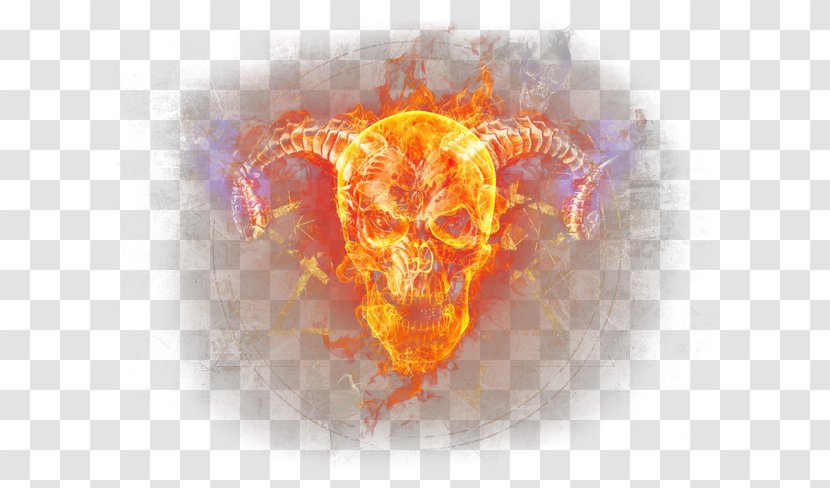 Flame Fire Skull Desktop Wallpaper - Rendering Transparent PNG