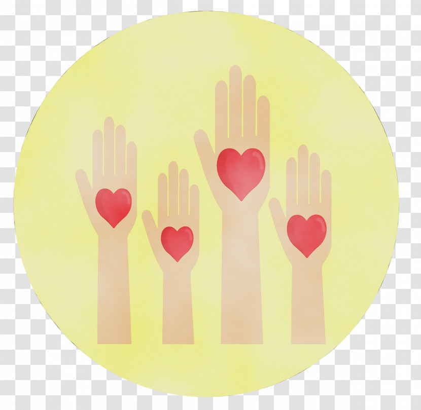 Yellow Pink Plate Hand Heart Transparent PNG