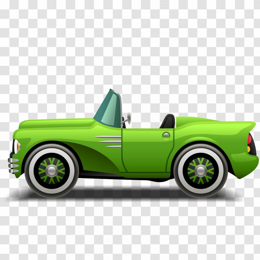 Sudha Cars Museum Sports Car - Vector Cartoon Green Transparent PNG