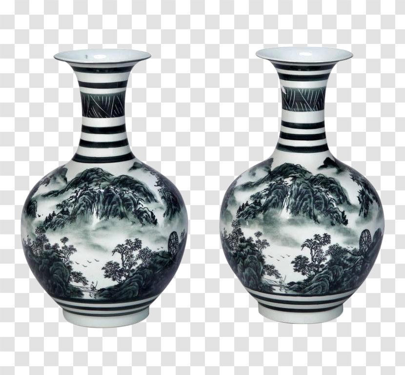 Vase Blue And White Pottery Chinese Ceramics - Glass Transparent PNG