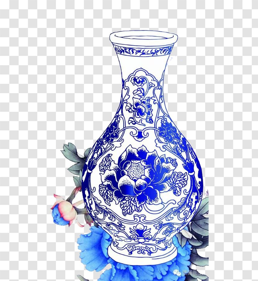 Blue And White Pottery Porcelain Ornament Clip Art - Decorative Arts - Pattern Chinese Style Vase Transparent PNG