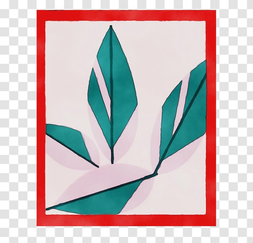Green Leaf Triangle Teal Paper Transparent PNG