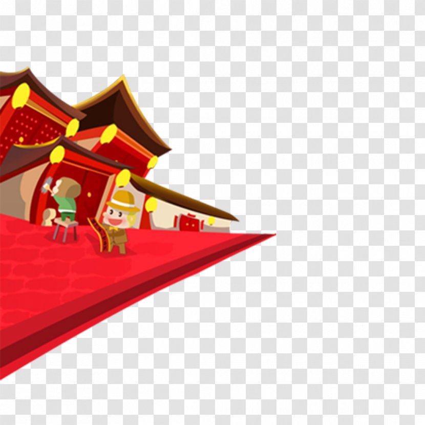 Celebrating Chinese New Year Banner Advertising - Red - Festive Holiday Flat Material Transparent PNG