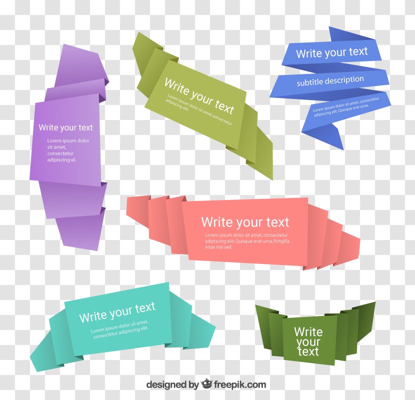 Color Origami Banner Vector - Sticker - Product Design Transparent PNG