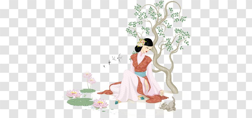 China Illustration - Women Painting Transparent PNG