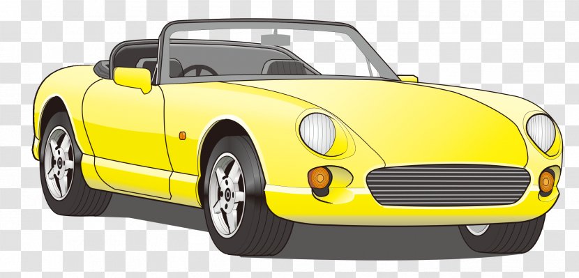 Sports Car Auto System Drawing - Hand-painted Cartoon Vector Yellow High-end Fashion Transparent PNG