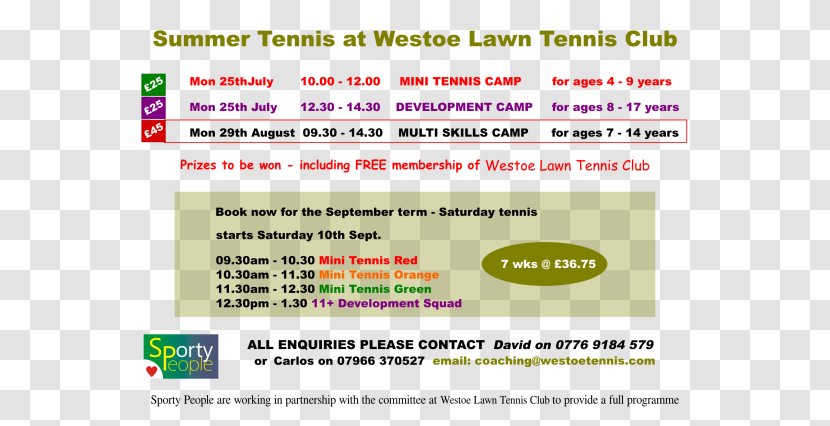Web Page Tennis South Tyneside Sport Learning - Paper - Summer Flyer Transparent PNG