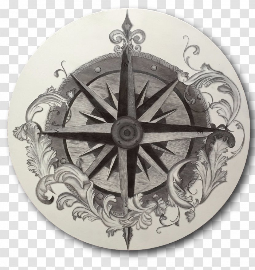 Compass Rose Art Painting - Watercolor Stain Transparent PNG