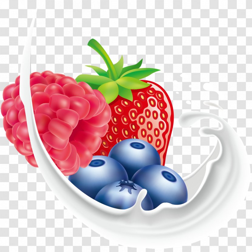 Smoothie Strawberry Coconut Milk Raspberry - Frutti Di Bosco - Fruit And Splash Vector Transparent PNG