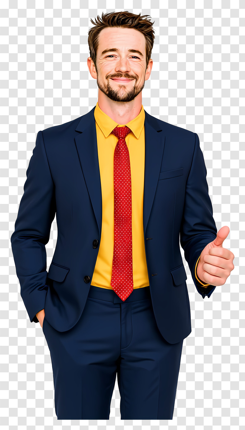 Businessman Showing Something - Smiling Man In Suit With Thumbs Up Transparent PNG