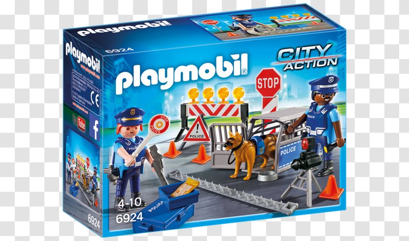 Playmobil Police Roadblock 6924 City Action Headquarters With Prison (6919) Toy - Toys Transparent PNG