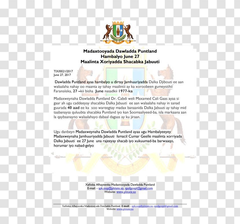 Tukaraq Garoowe Las Anod Hargeisa President - Government Of Puntland Transparent PNG