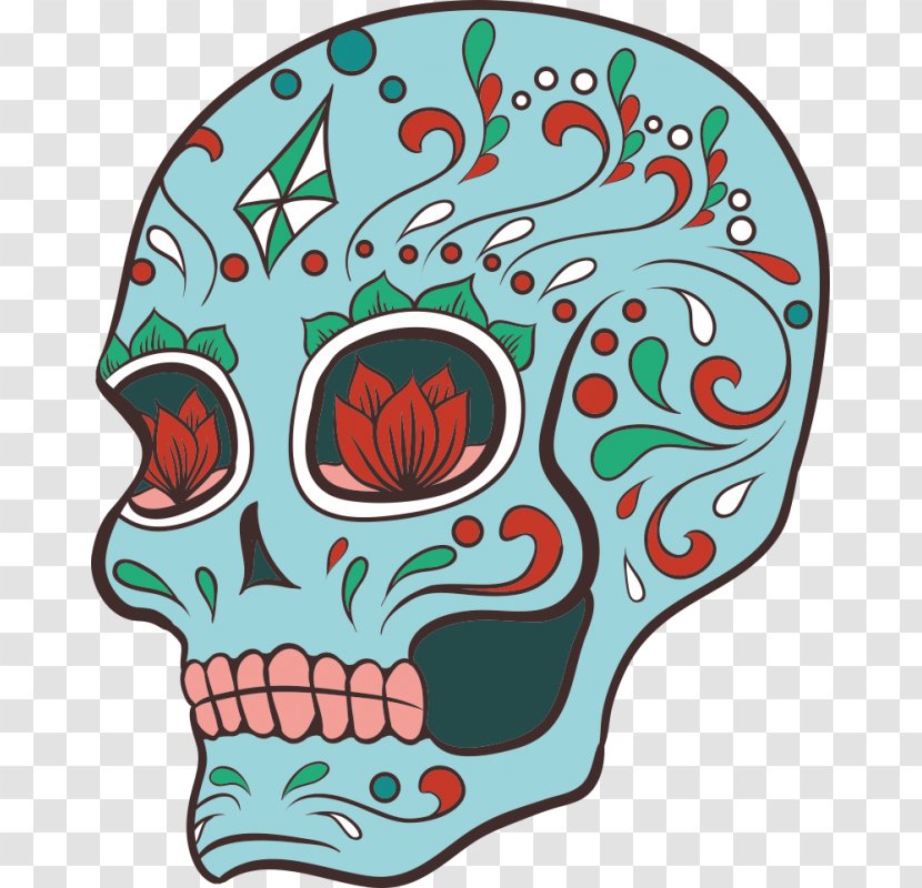 Calavera Skull Art Sticker Wall Decal - Day Of The Dead Transparent PNG