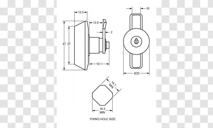 Technical Drawing Door Handle Diagram - Standard - Line Transparent PNG