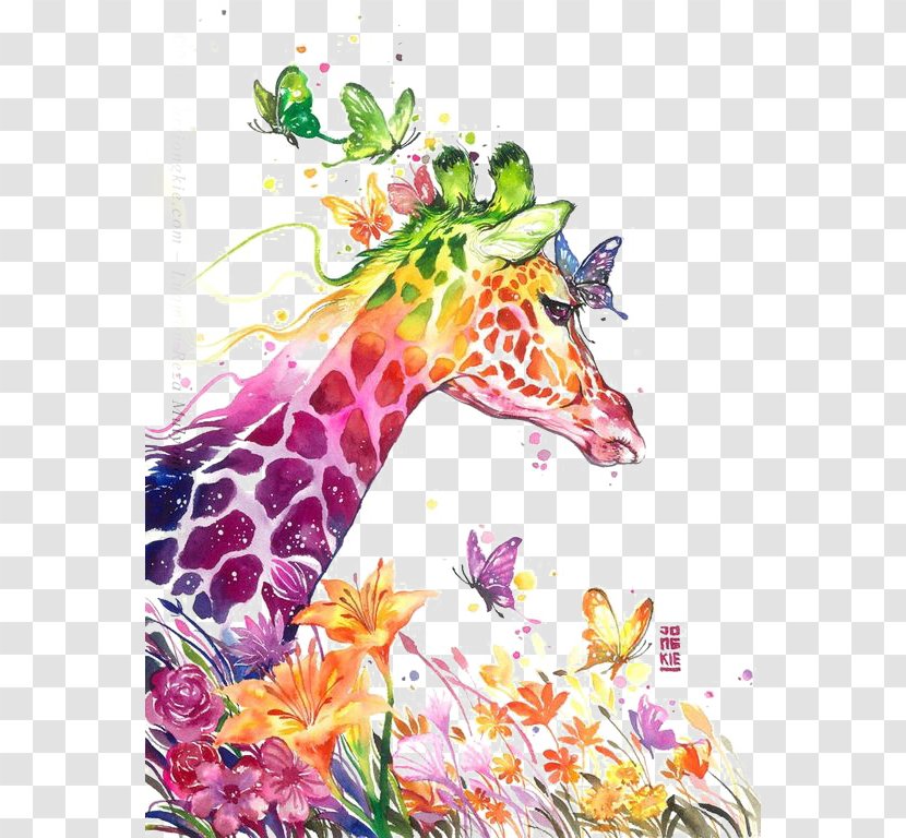 Watercolor Painting Giraffe Visual Arts Drawing - Artist - Color Transparent PNG
