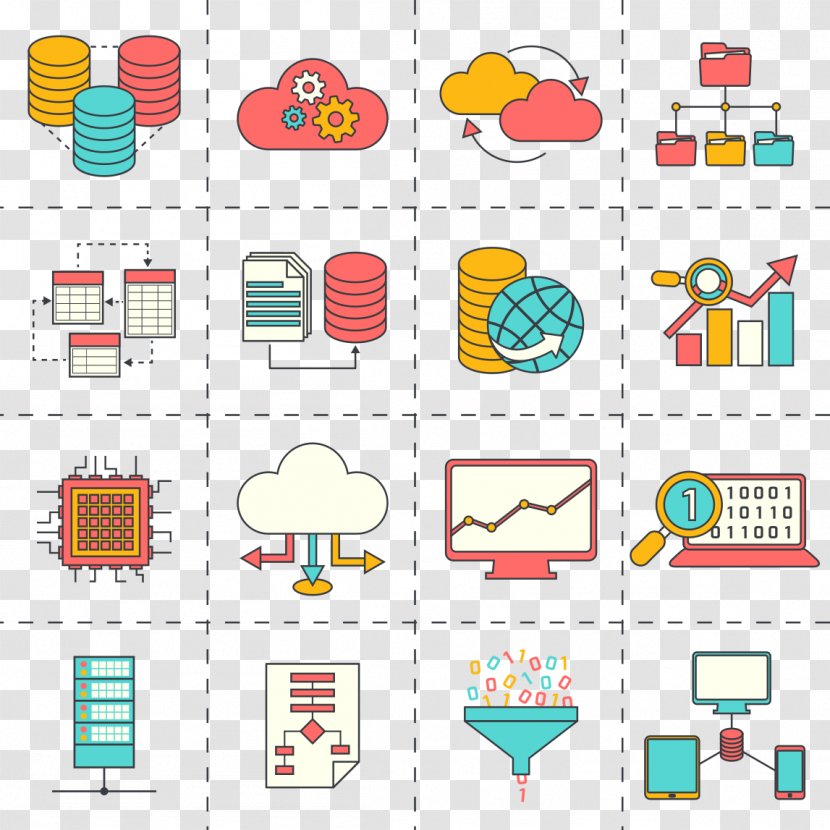 Data Analysis Big Analytics - Database - Business Linear Icon Transparent PNG