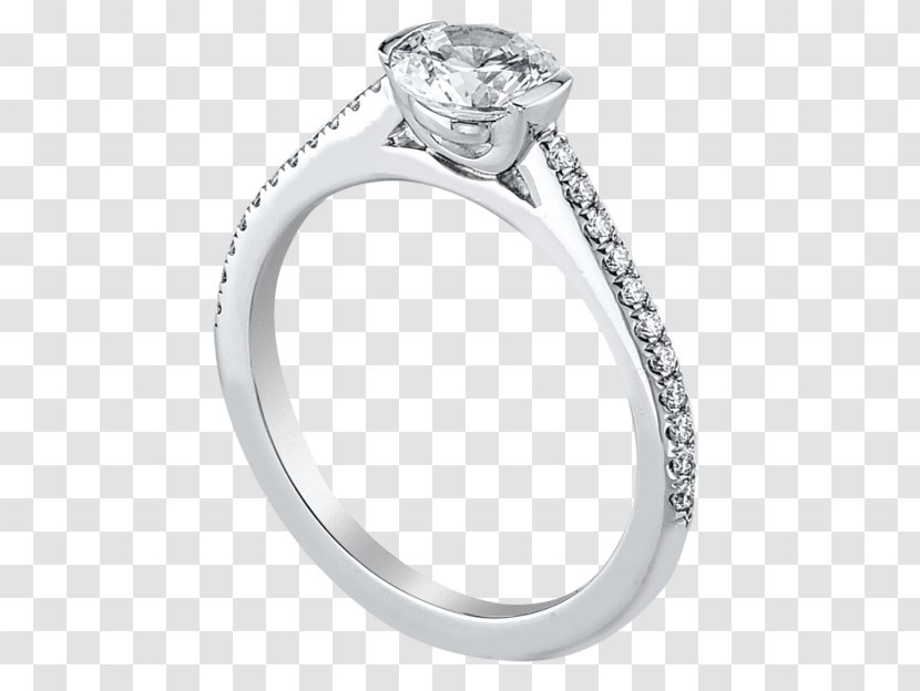 Wedding Ring Silver Platinum Product Design - Ceremony Supply - Half Bezel Setting Transparent PNG
